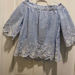 Style envy Blue and White Striped Off-Shoulder Top